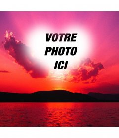 Photomontage Dun Coucher De Soleil Avec Un Ciel Rose Et Un