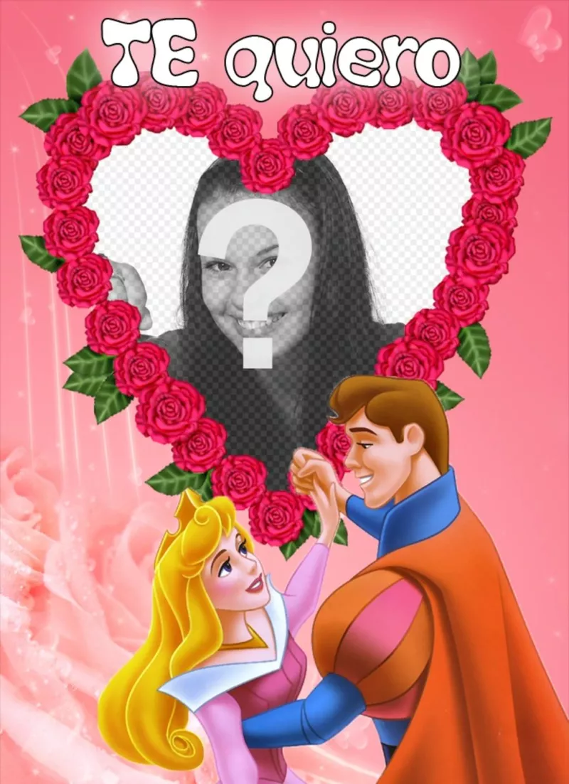 Cadre de mettre votre photo, roses et en forme de coeur par un prince et une princesse. Envoyez-le comme une surprise pour la Saint..