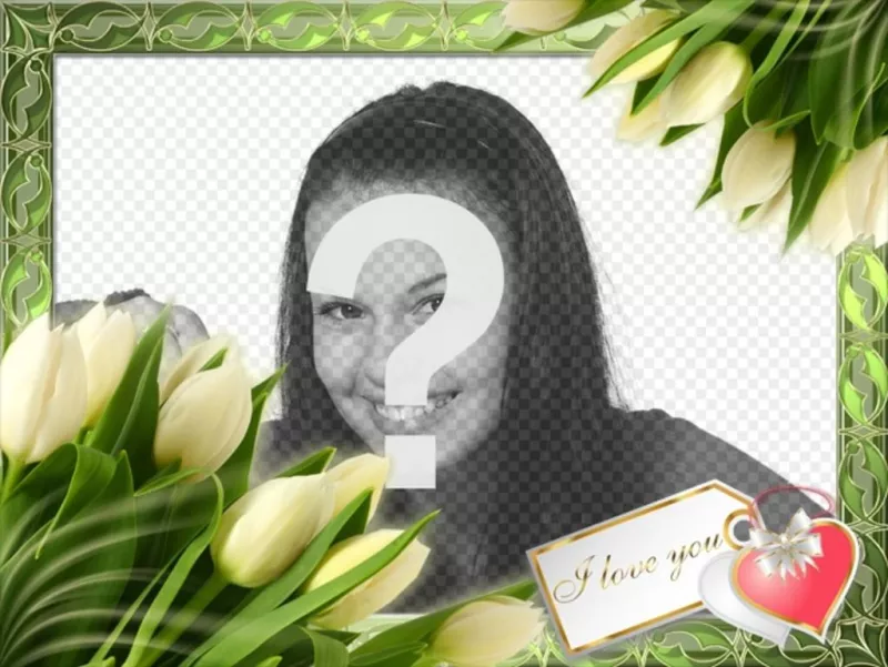 Cadre photo avec des tulipes et une note qui met I LOVE YOU. Pour mettre une image en..