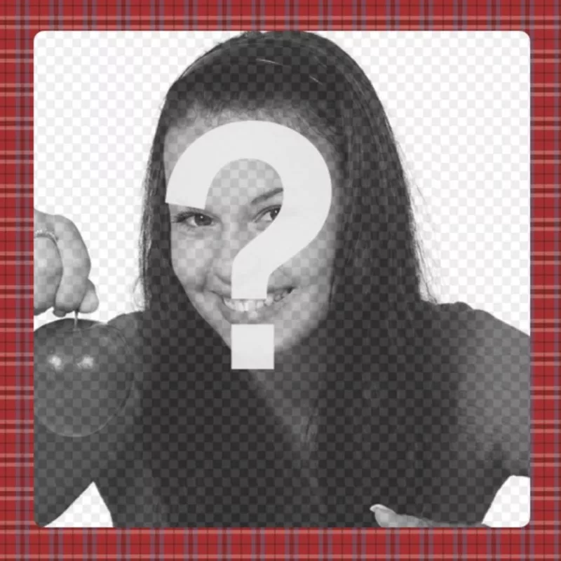 Cadre photo carré avec motif à carreaux rouges et tissu écossais..