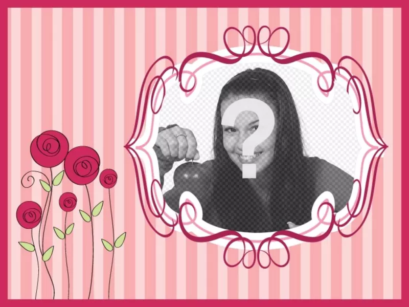 Carte postale Fête des Mères avec un fond rose avec des fleurs pour mettre votre photo et texte pour la..