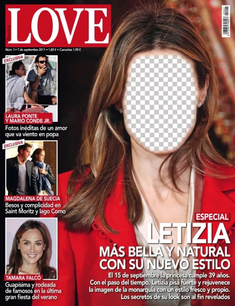 Photomontage avec une couverture de magazine pour mettre votre visage sur la princesse Letizia ..