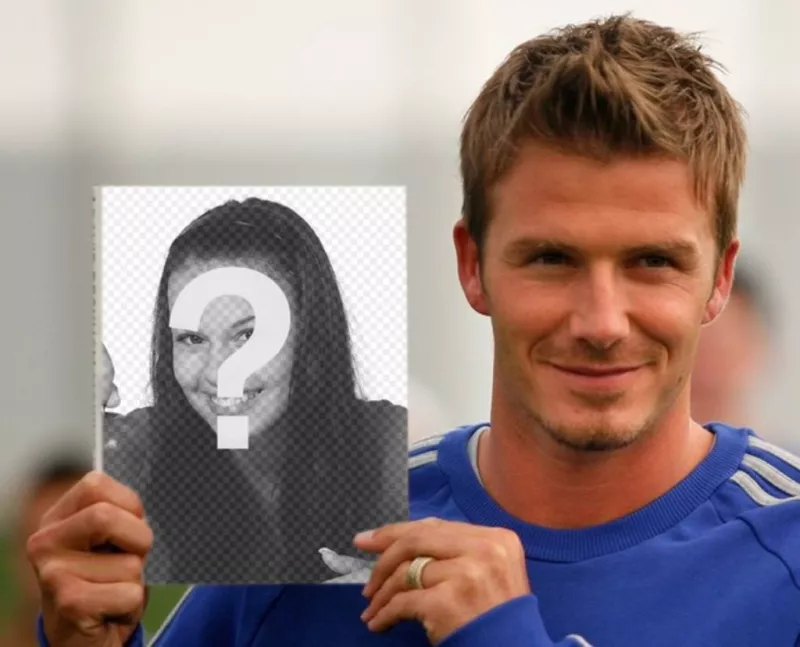 Montage photo pour aller sur la couverture du livre de David Beckham, qui se montre sur la photo..