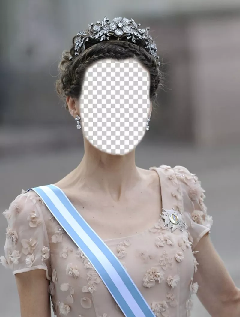 Photomontage de la princesse Letizia avec une grande couronne pour insérer votre photo ..