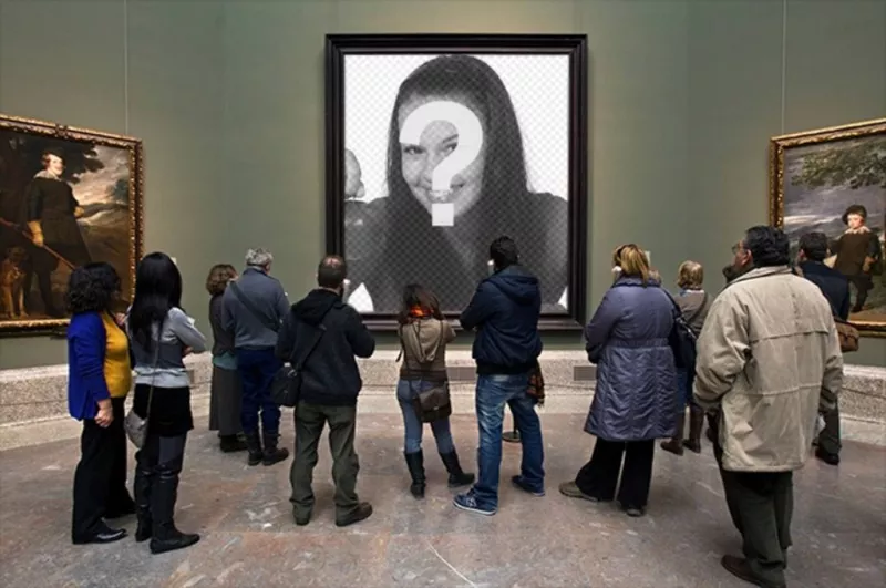 Photomontage dans le Museo del Prado avec les visiteurs regardent une peinture de mettre une photo dans le..