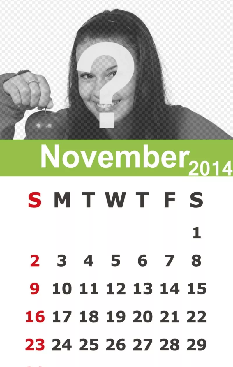 Calendrier Novembre 2014 pour mettre votre photo en ligne et très..