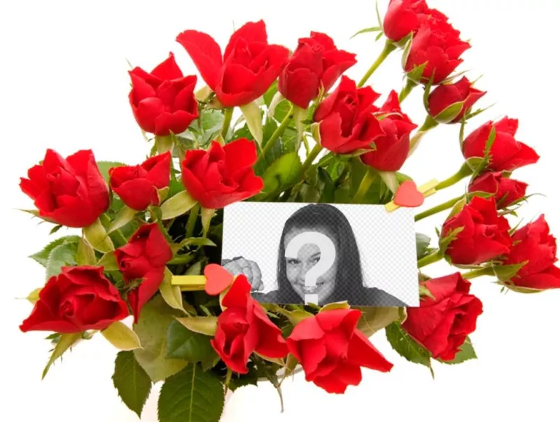 Effet photo pour ajouter une photo au milieu d'un bouquet de roses.  ..
