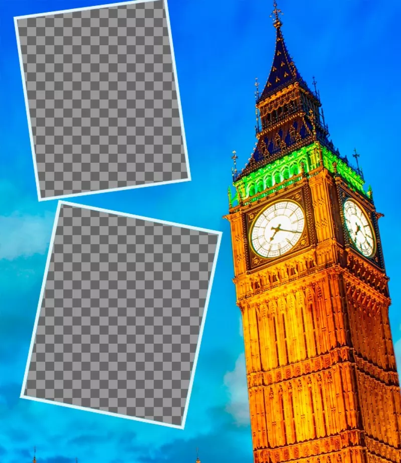Carte postale de mettre deux photos de Big Ben à Londres, vous pouvez faire avec vos photos en..