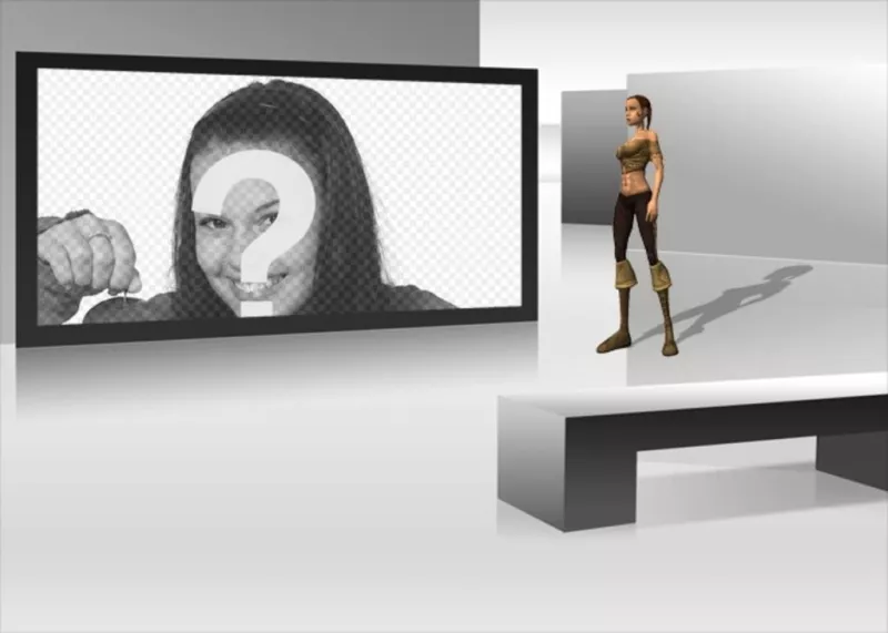 futuriste cadre photo TV avec une femme à la recherche..