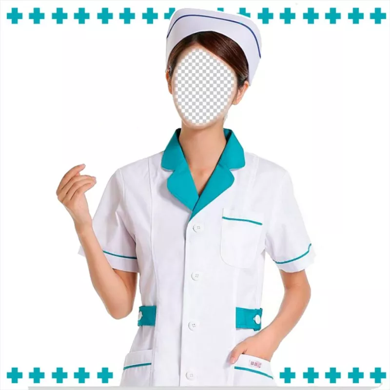Photomontage pour devenir une infirmière en uniforme classique. ..