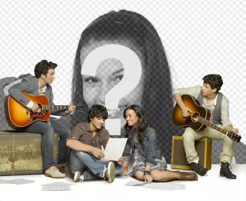Photomontage avec les personnages principaux de Camp Rock 2. Xxx chante avec les Jonas Brothers et Demi Lovato dans la comédie musicale de lannée. Placez votre photo sur le collage et avoir un bon cadre de Camp Rock 2 à utiliser aussi souvent que vous le..