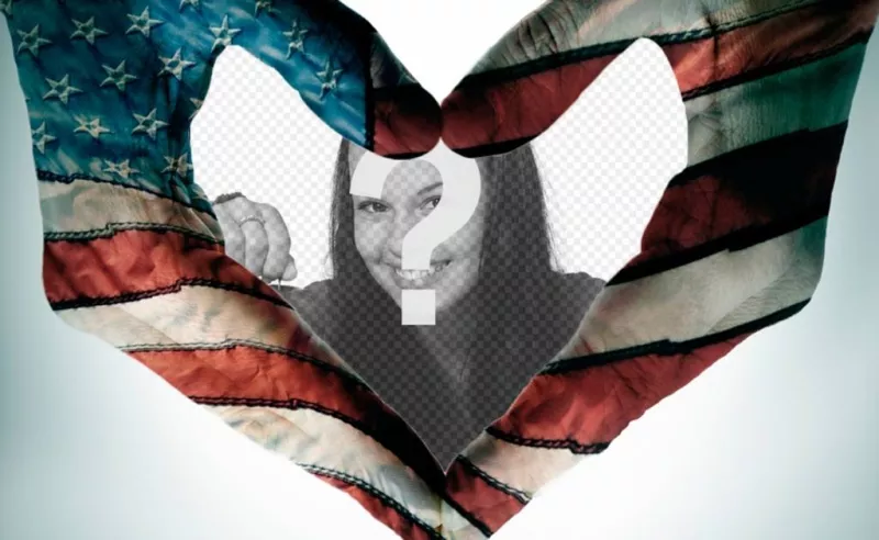 Coeur cadre en forme avec le drapeau des États-Unis. ..