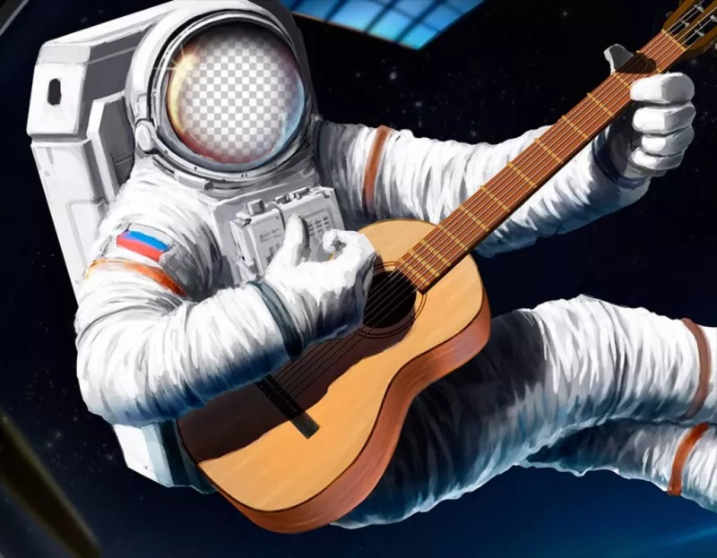 Photomontage de mettre votre visage sur un astronaute avec une guitare ..