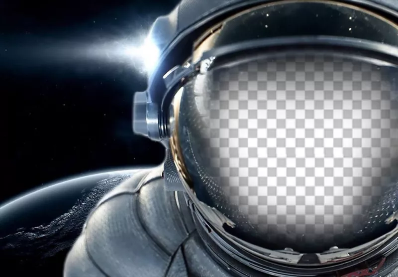 Placez votre visage dans un spacesuit flottant dans lespace ..