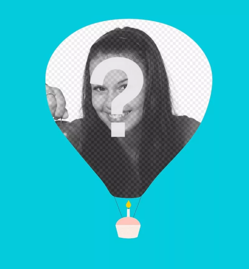 Minimaliste carte de voeux avec votre photo sur un ballon et un petit gâteau flottant. Cette carte danniversaire ..