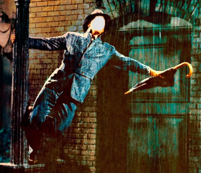 Photomontage avec la célèbre scène de Chantons sous la pluie pour modifier ..