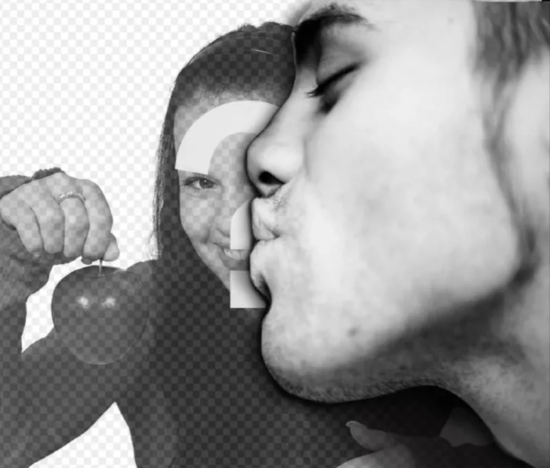 Photomontage dun garçon embrasser ..