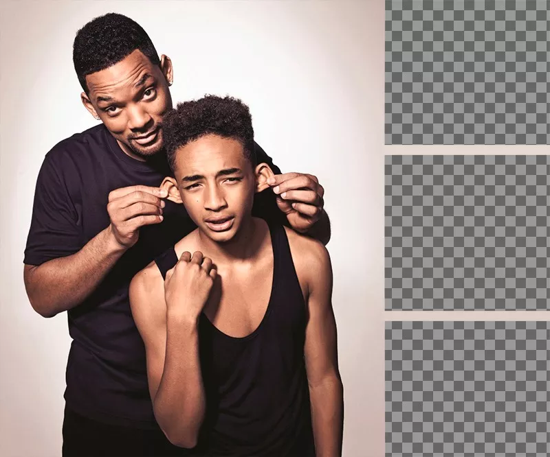 Photomontage de trois photos avec Will et Jaden Smith ..