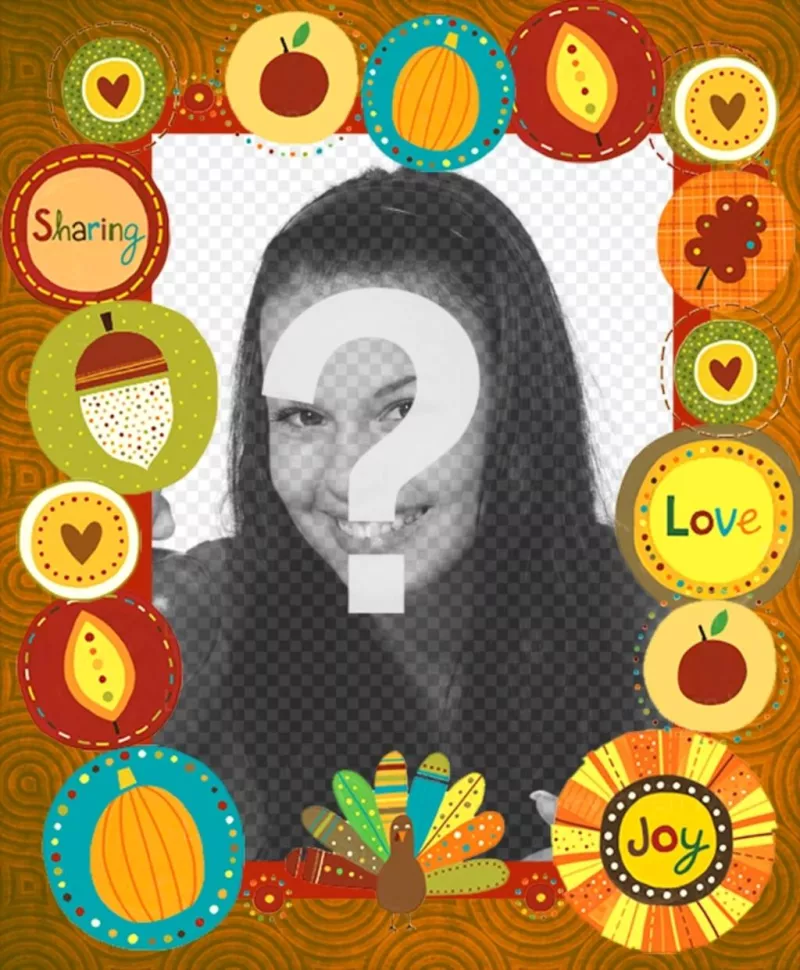 Cadre photo avec des stickers décoratifs de Thanksgiving ..