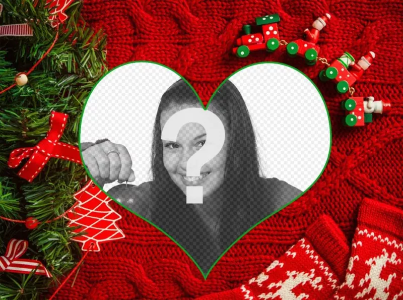 Collage avec votre image en forme de coeur avec un fond de Noël ..