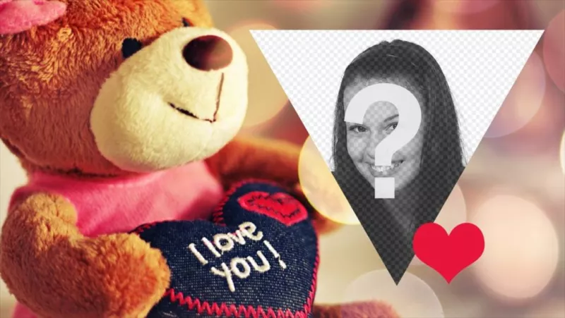 Valentine carte postale avec un ours en peluche à personnaliser avec votre photo. ..