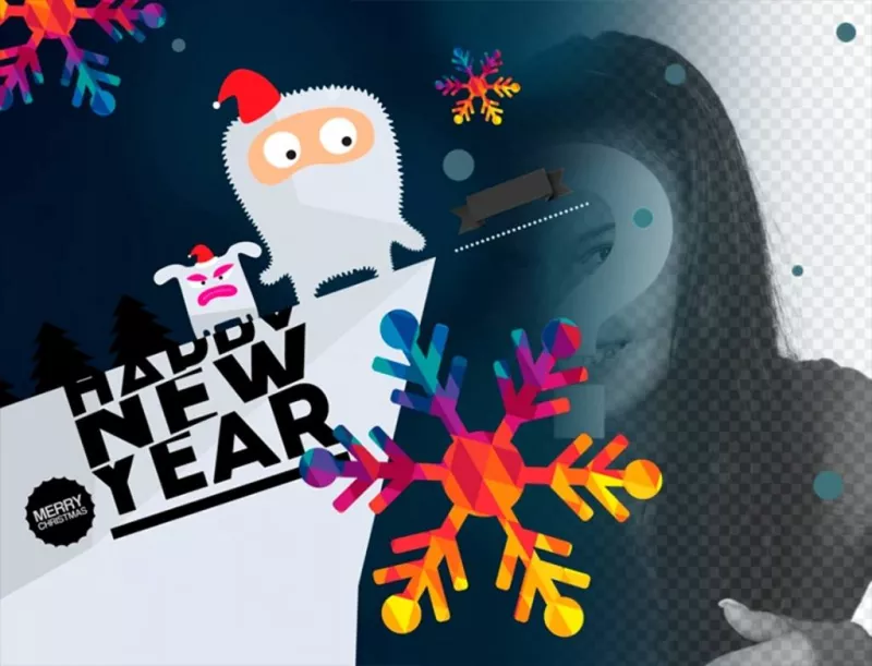Photomontage de dessin pour féliciter la nouvelle année ..
