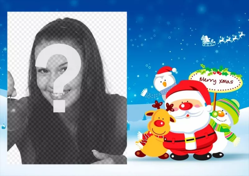 Cadres photo avec le Père Noël chargé de cadeaux Photoeffets