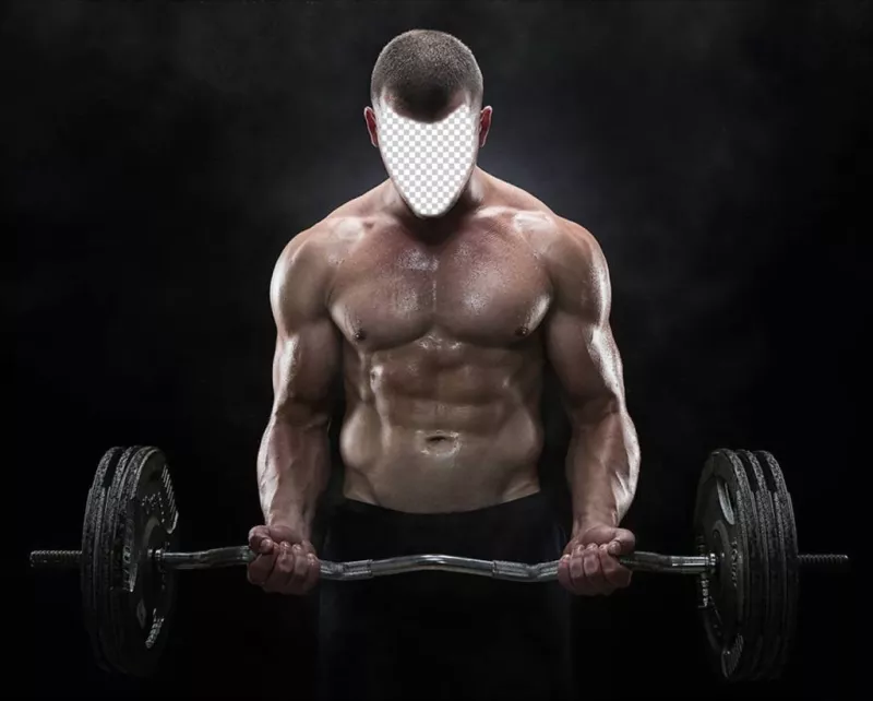 Photomontage dun homme musclé faire poids pour mettre votre visage. ..