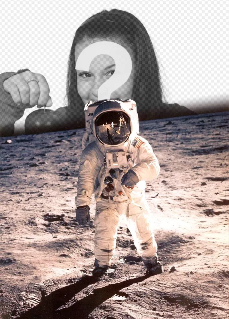 Photomontage avec la célèbre photo de Neil Armstrong sur la lune ..