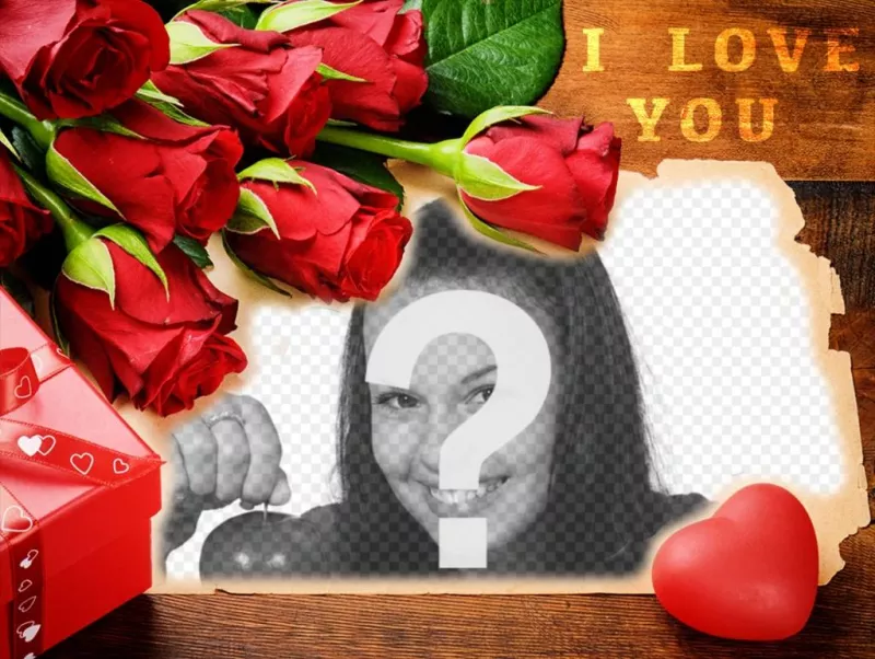Amour carte postale avec des roses rouges pour éditer vos photos ..