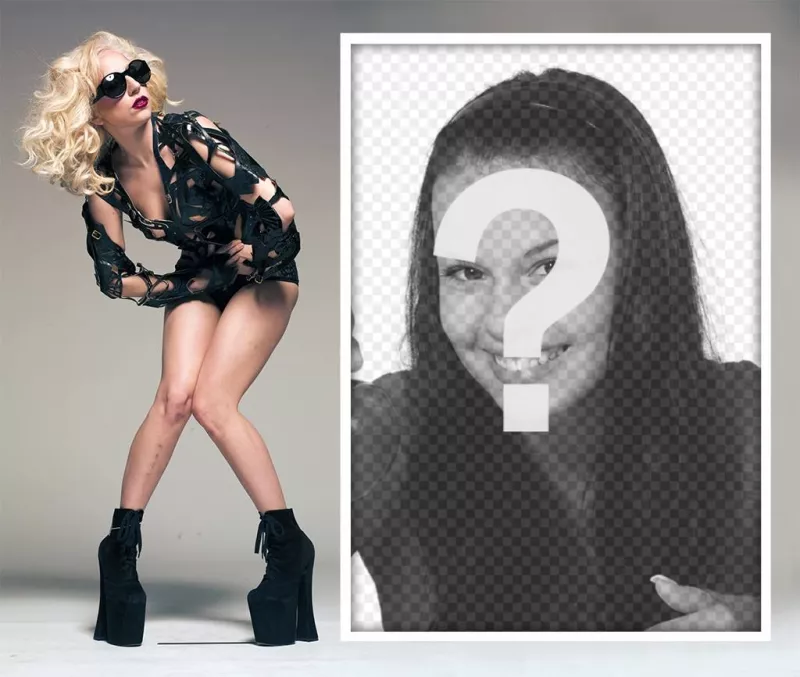 Lady Gaga posant avec des lunettes noires pour modifier avec votre photo effet ..