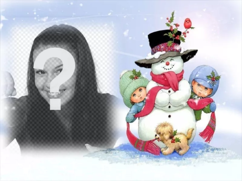 carte de Noël avec bonhomme de neige et de fond de..