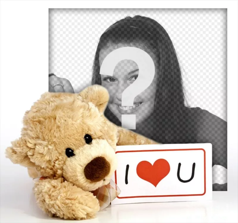 Nounours avec un signe qui dit I love you ..