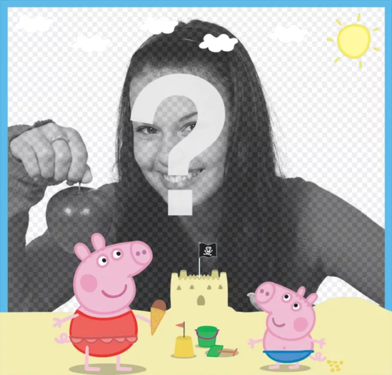 Modifier ce cadre photo avec Peppa Pig et George sur leffet photo plage ..