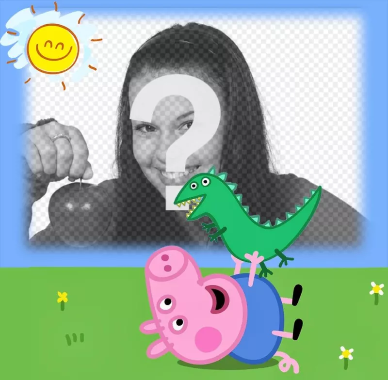 Téléchargez votre photo avec George de Peppa Pig avec son dinosaure jouet ..