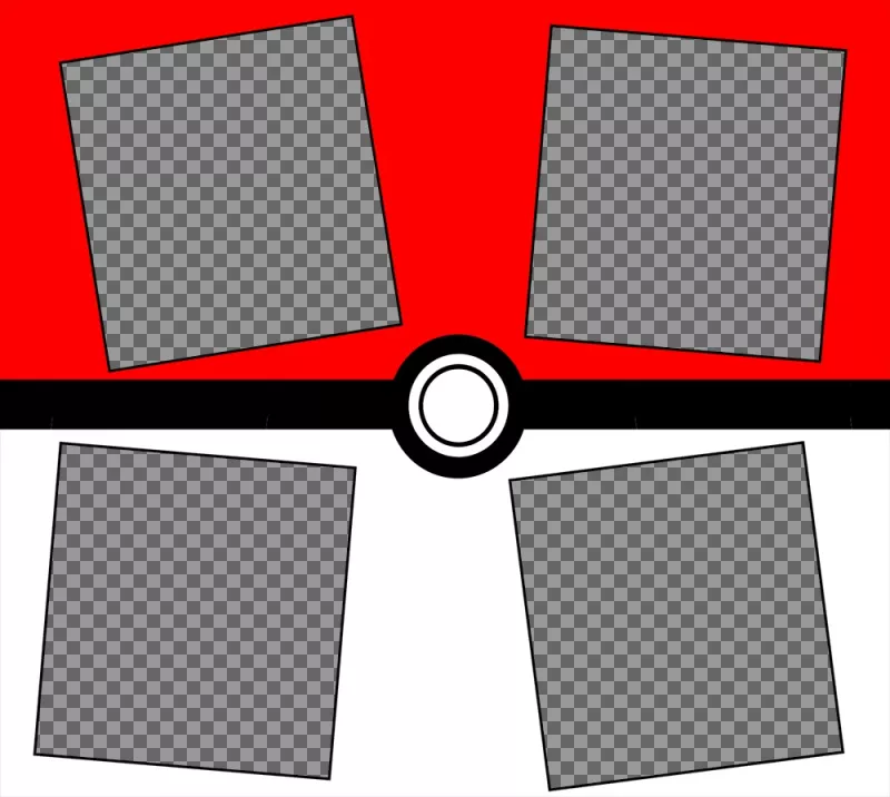 Collage de desing Pokeball où vous pouvez télécharger quatre photos et effet dorigine ..