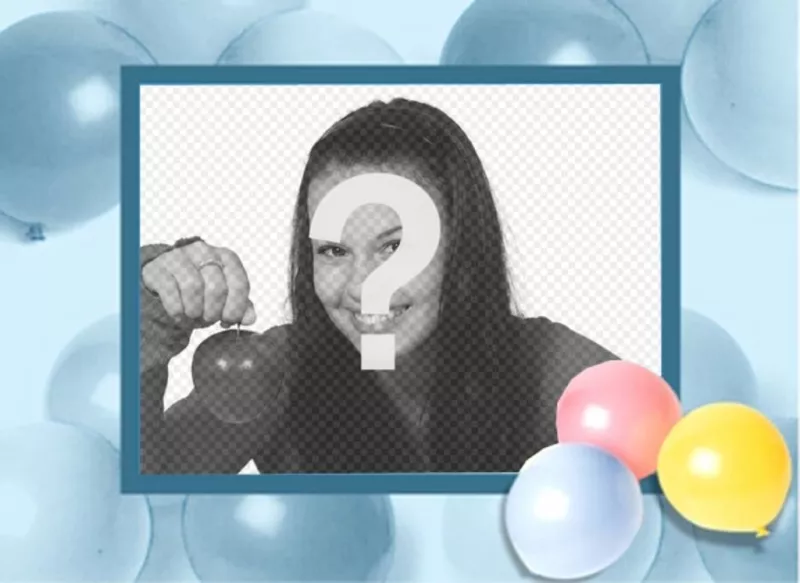 Carte d'anniversaire avec des ballons, où vous pouvez mettre votre photo et l'envoyer par courriel ou..