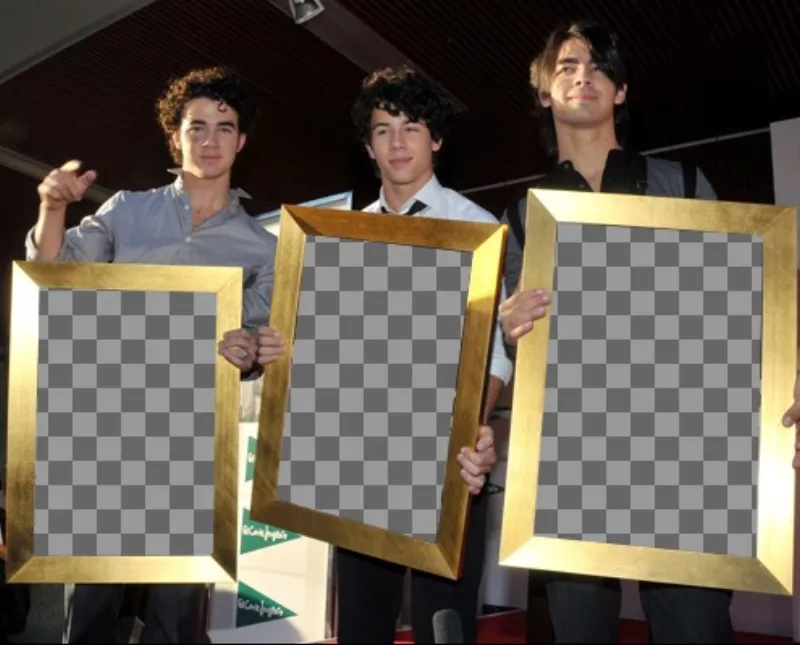Photomontage de Kevin, Joe et Nick des Jonas Brothers qui tiendra trois photos que vous..