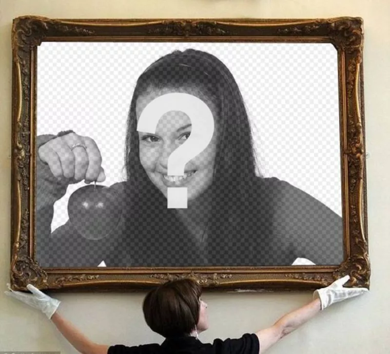 Mettez votre photo en une image d'un musée avec ce montage dans lequel une femme en gants blancs placés le cadre élégant qui contiendra votre..
