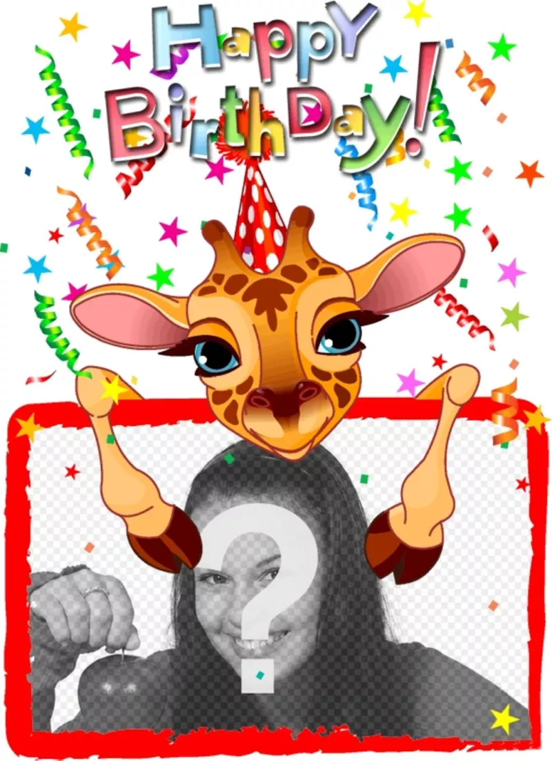 Personnalisable carte de voeux avec un anniversaire de girafe. ..