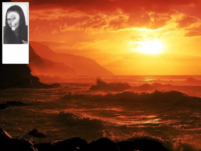 Fonds d'écran pour twitter de mettre votre photo à côté d'un coucher de soleil dans la mer..