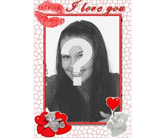 cadre lamour ligne avec des coeurs baiser et je vous aime