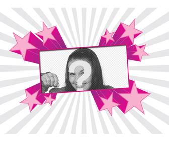 cadre photo avec des formes dquotetoile fuchsia pour mettre votre photo arriere-plan et decorer votre profil