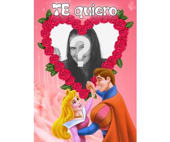 cadre mettre votre photo roses et forme coeur par un prince et une princesse envoyez-le comme une surprise pour saint valentin