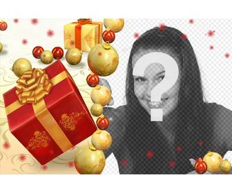 carte noel ligne avec des cadeaux pour ajouter votre photo