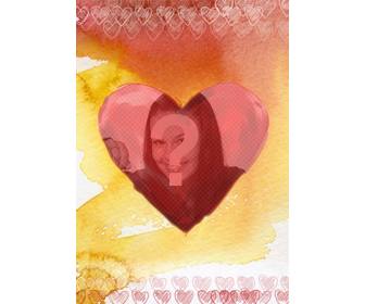 cadre photo coeur rouge dans une couleur aquarelle ideal pour souhaite le jour saint-valentin