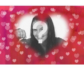 cadre photo coeur photo pour mettre votre photo arriere-plan fond rose avec beaucoup cœurs ideal pour les amoureux
