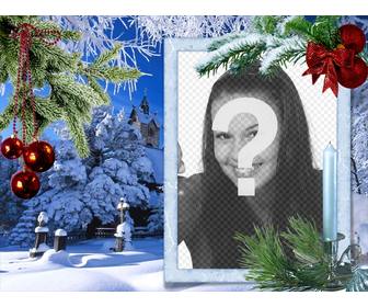 carte noel avec votre photo sur cadre rectangulaire blanc