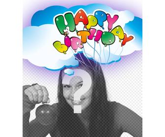 carte postale joyeux voeux danniversaire avec des ballons