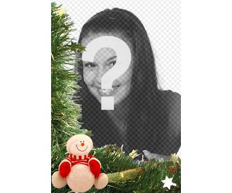 carte noel avec des ornements bonhomme neige et mettre votre photo